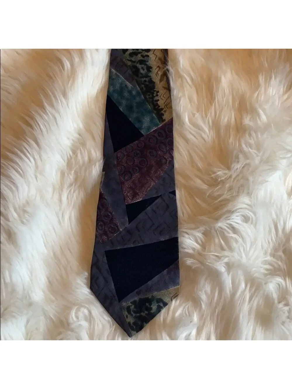 Oscar de la Renta abstract print silk necktie